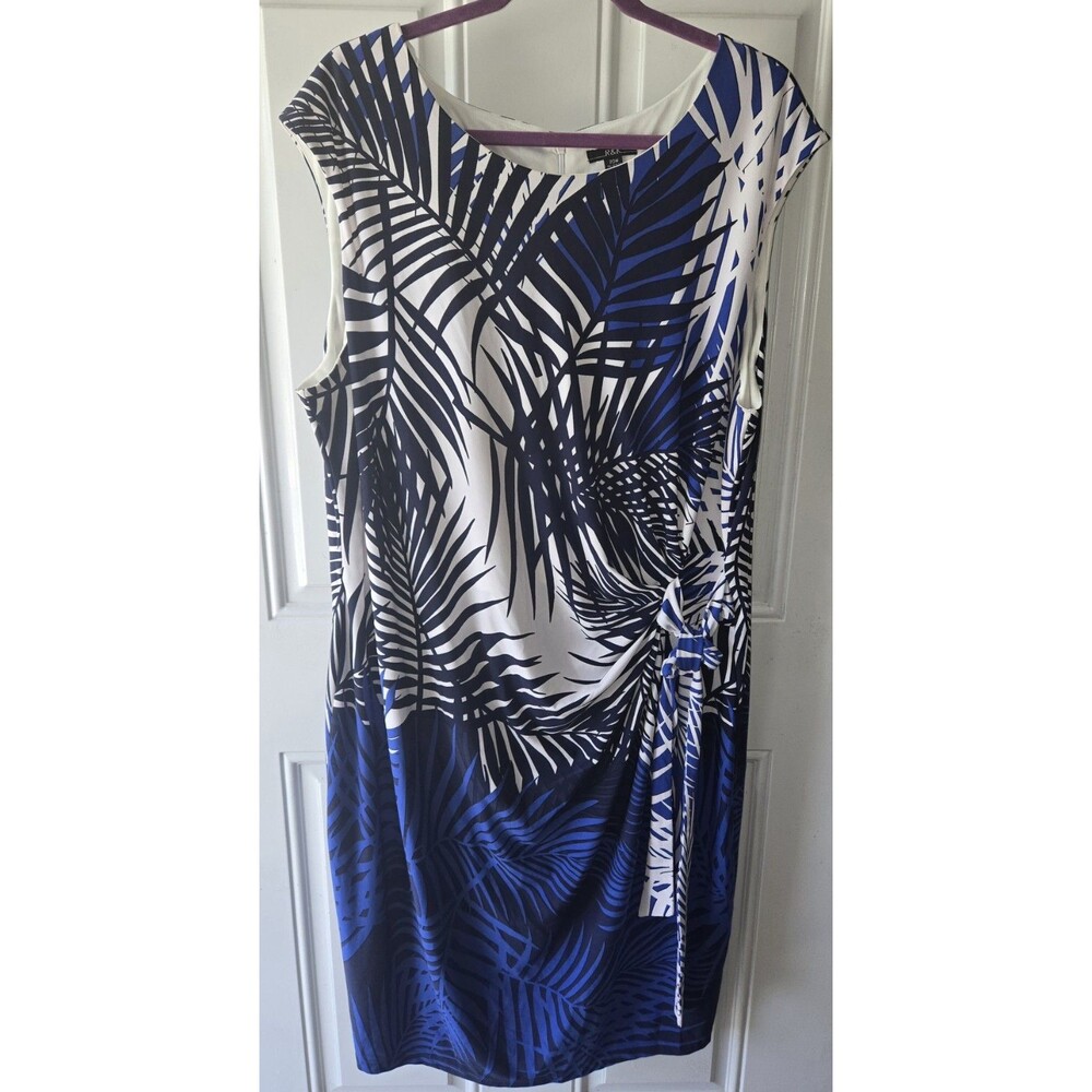 R & K Women's Dress Size 20W Blue Multi Pattern